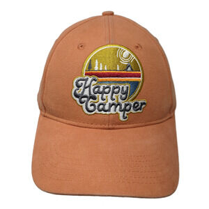 Happy Camper Slideback Baseball Cap Orange One Size Adjustable 6 Panel Quagga